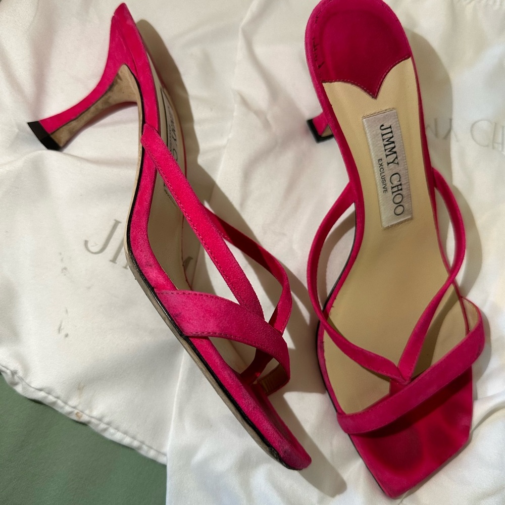 Jimmy Choo Maelie pink suede Barbie kitten heel